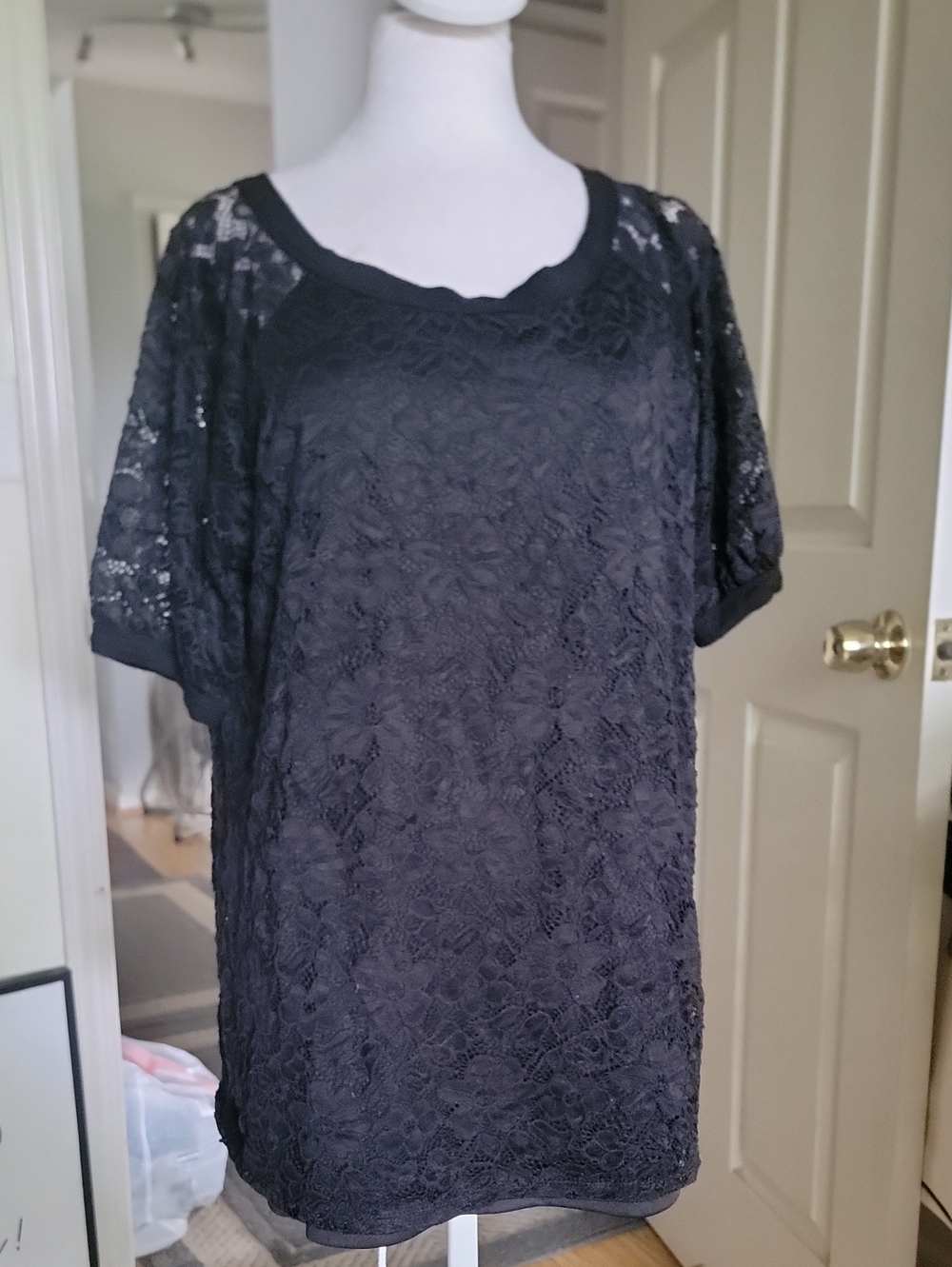 BiBi Black Lace Top with Pink Star Tag